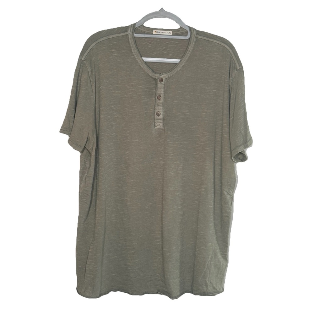 Marine Layer Cotton Slub Henley Men's Size L/XL Vetiver Green Short Sleeve